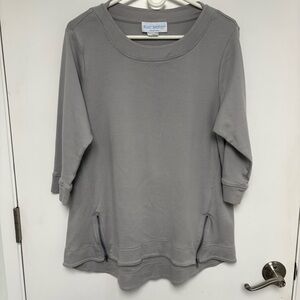 Bleu Bayou Light Gray Crewneck Top 100% Cotton with Branded Tag